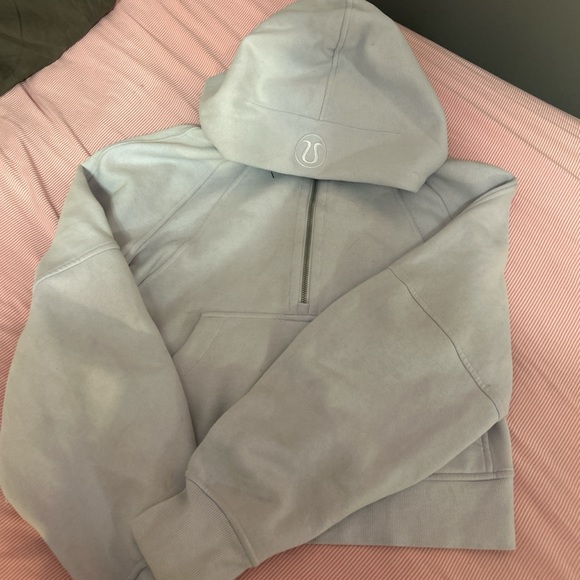 lululemon athletica Tops - lightly worn lululemon light blue half zip hooded scuba